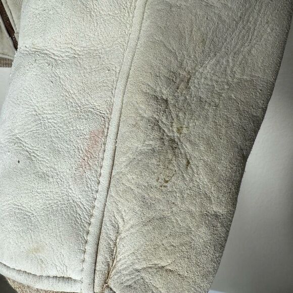 Vintage Bert Paley Beige Long Sleeve Leather Jacket Size 44 Sherpa Lined - Picture 13 of 15
